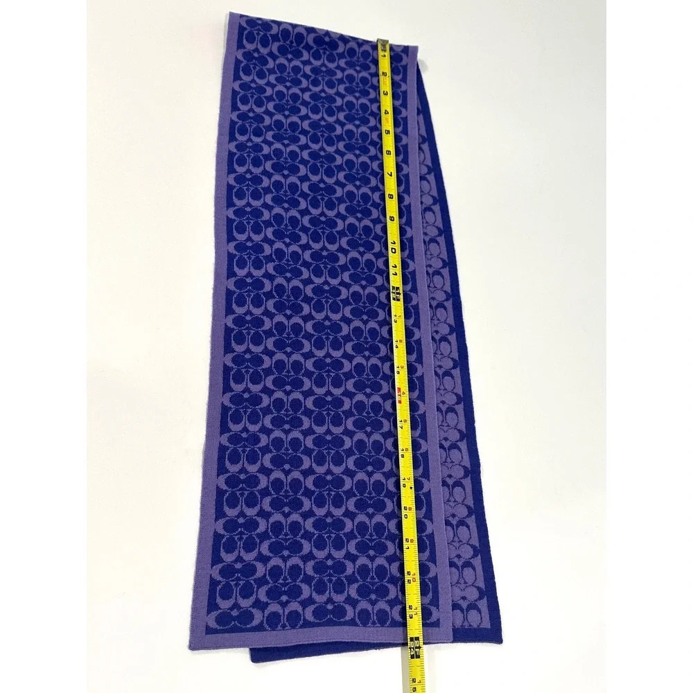 Coach Purple & Lavender Signature C Monogram 100% Merino Wool Knit Scarf